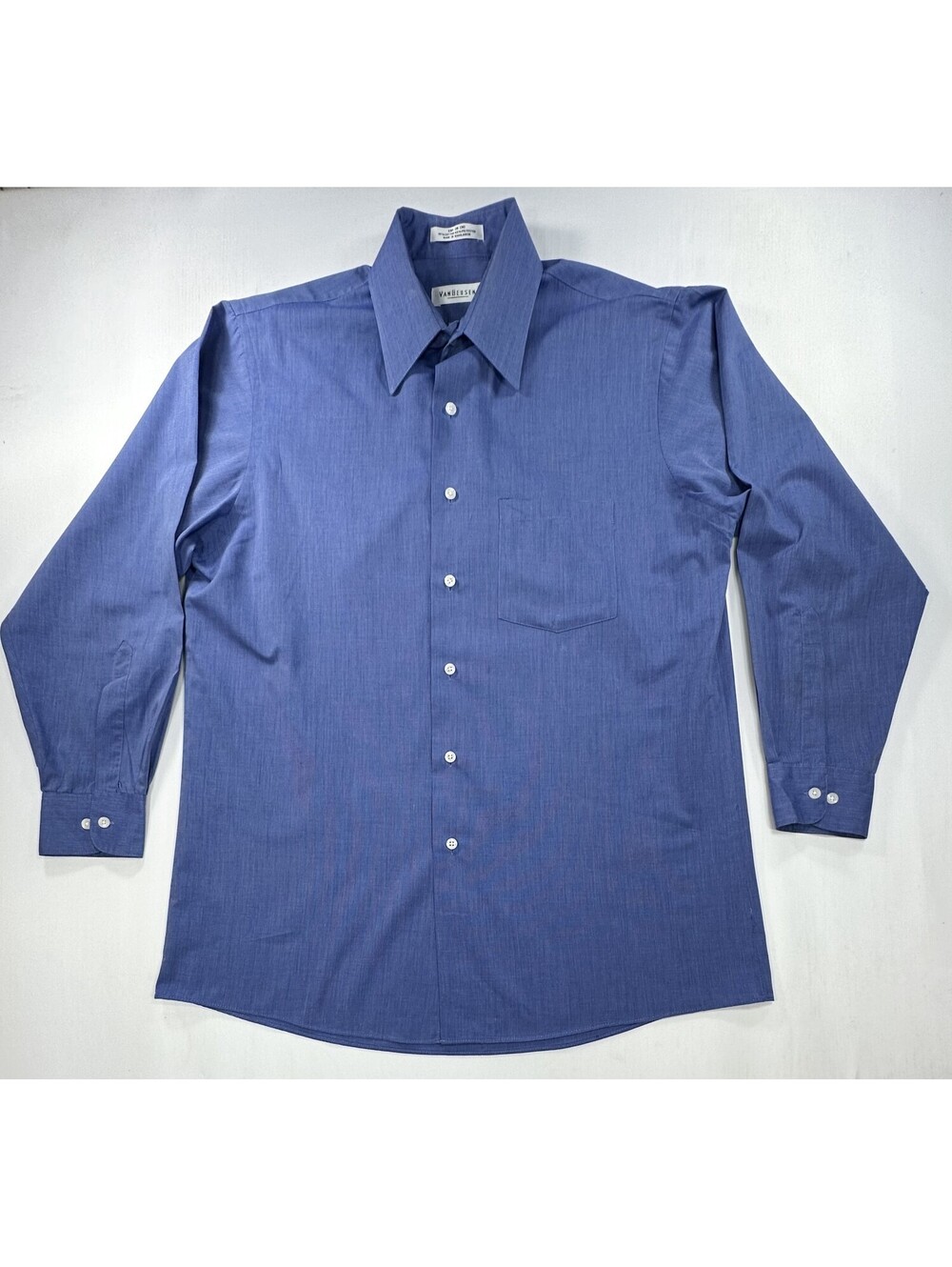 Van Heusen End on End Pinpoint Button Up Blue Mens M